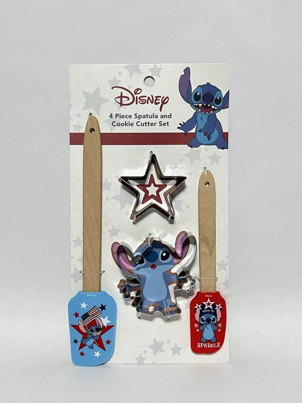 Disney Stitch 4 Piece Spatula & Cookie Cutter Set, Patriotic Theme