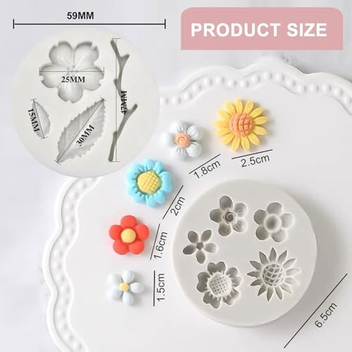 6 Pcs Flower Fondant Molds Daisy Silicone Candy Molds Rose Flower Chocolate gallery