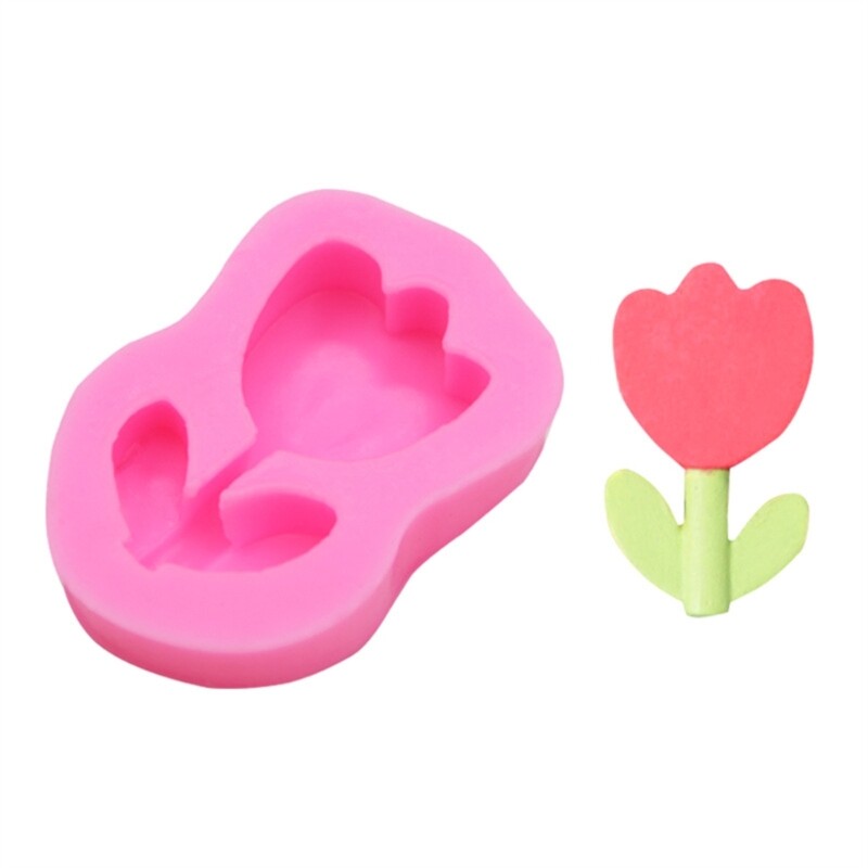 Tulips Little Flower Shape Baking Manual Mold Grade Silicone Fondant Mould gallery