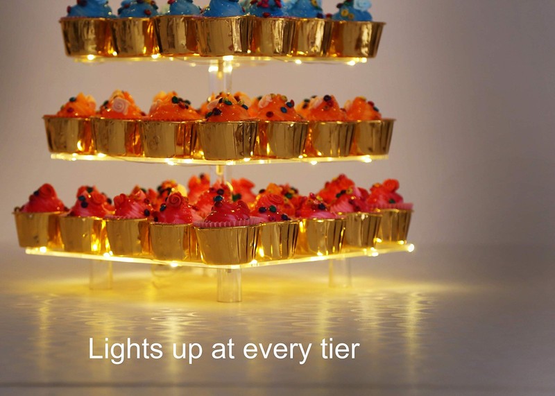 5 Tier Square Cupcake Stand - Premium Cupcake Holder - Acrylic Cupcake Tower ... gallery