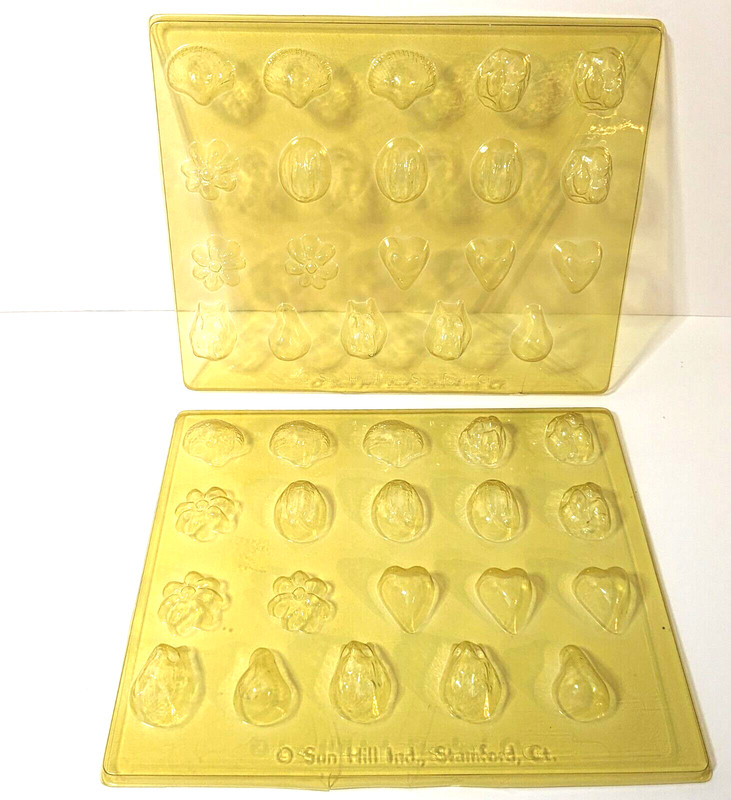 2 Fruit Flower and Shell Shape Chocolate Candy Mold Sheet, 20 Cavity by Sun Hill
