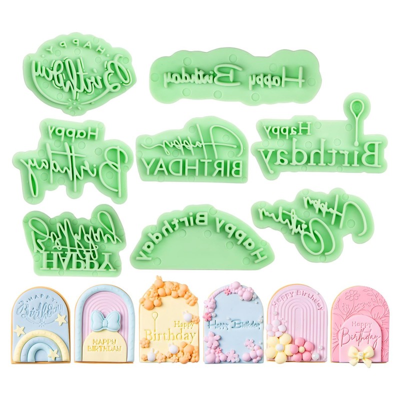 8 Pcs Happy Birthday Fondant Letter Cutters,Cookie Stamps for Cake Cookie Bak…