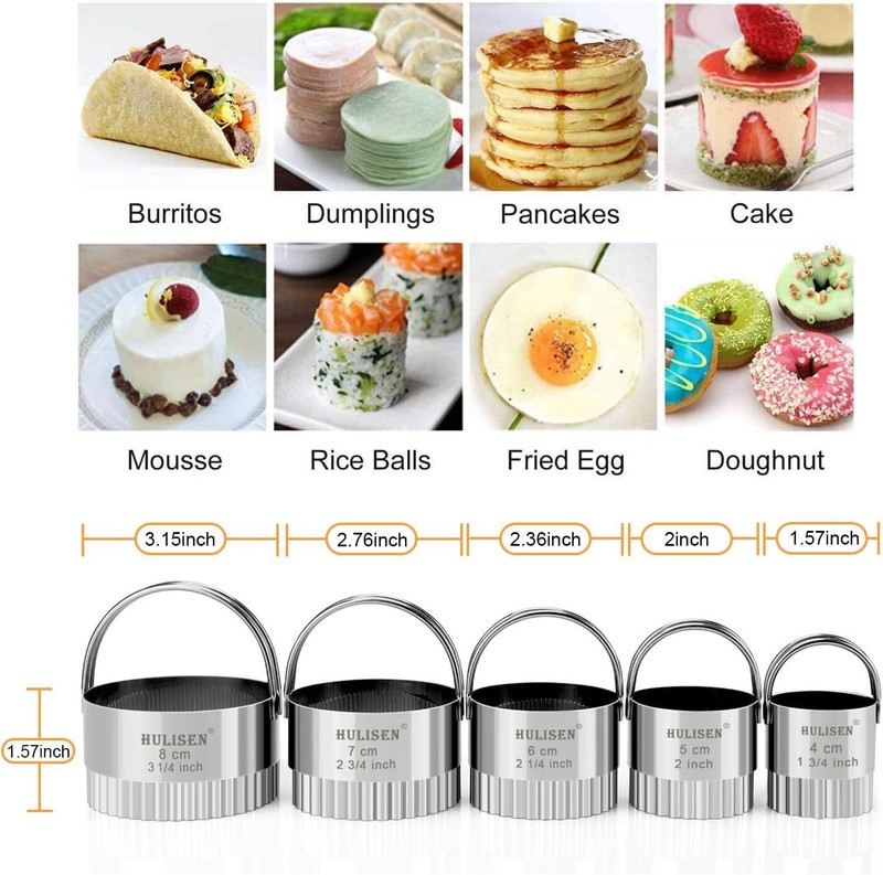 Biscuit Cutter Set (5 Pieces/Set), Stainless Steel Round Biscuit Cutters with Ha gallery