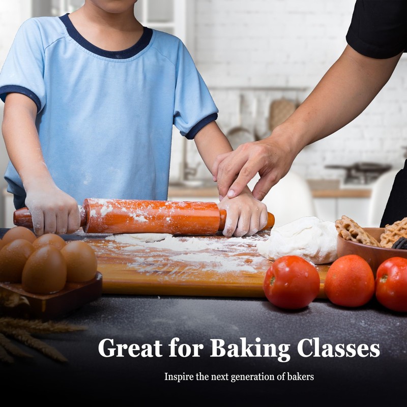 Wooden Rolling Pin, 18 Inch Set of 4 Wooden Dough Roller for Baking Pizza, Pi... gallery