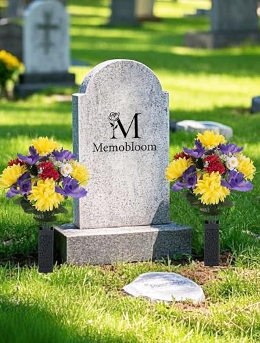 Artificial Memorial Flowers for Cemetery: 2 Pcs Cemetery Flowers for Grave gallery