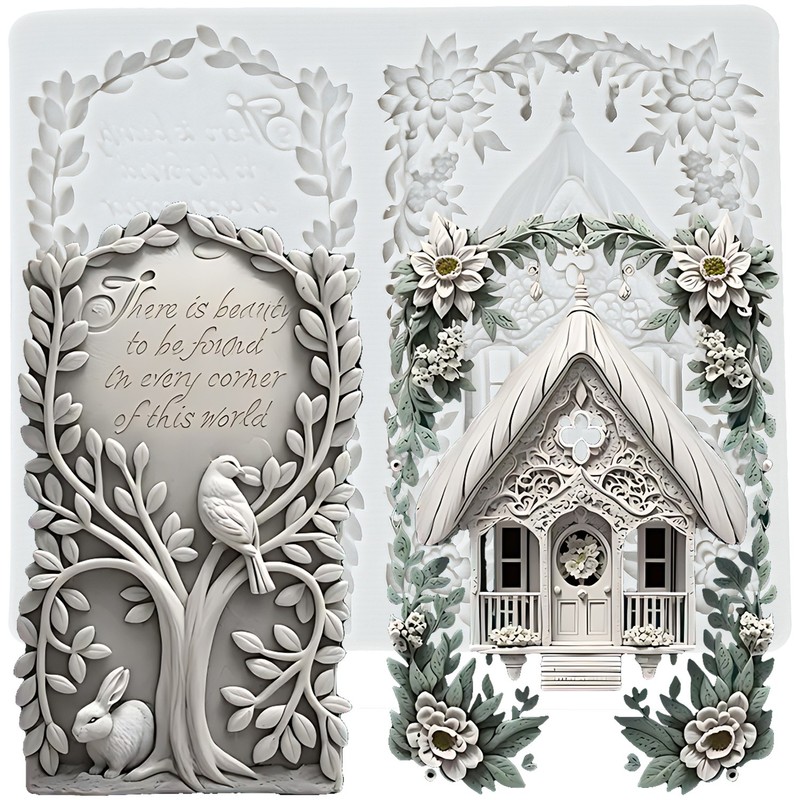 House Silicone Molds Forest Hut Fondant Cake Decorating Tools Cupcake