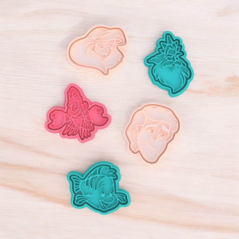 3D Printed Ariel the Little Mermaid 5 Cookie Cutter 5-Piece Set | Baking Mold