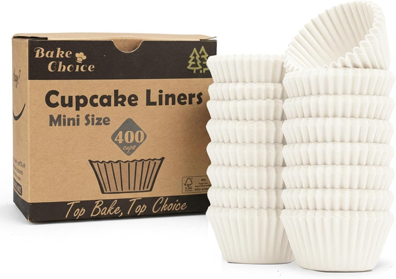 Non-Stick 400pcs White Mini Cupcake Liners for Baking, Greaseproof Muffin Liners gallery