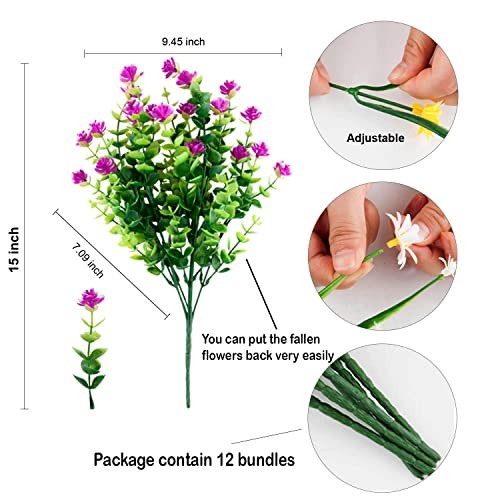 Artificial Flowers Outdoor Fake Plants - 12 Bundles UV Resistant No Magenta gallery