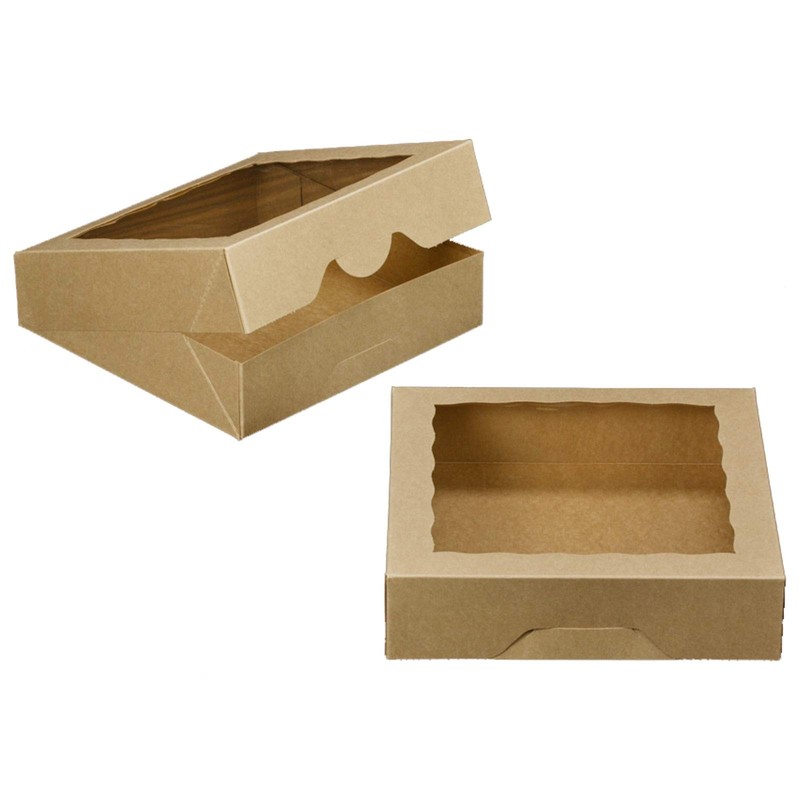 10inch Natural Kraft Bakery Pie Boxes With PVC Windows,Large Cookie box 10x10... gallery