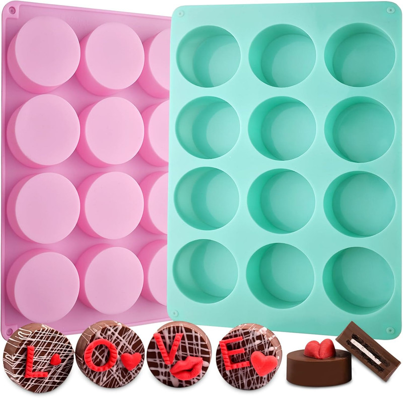 round Chocolate Cookie Molds, New Size 12-Cavity Cylinder Chocolate Cover Cookie