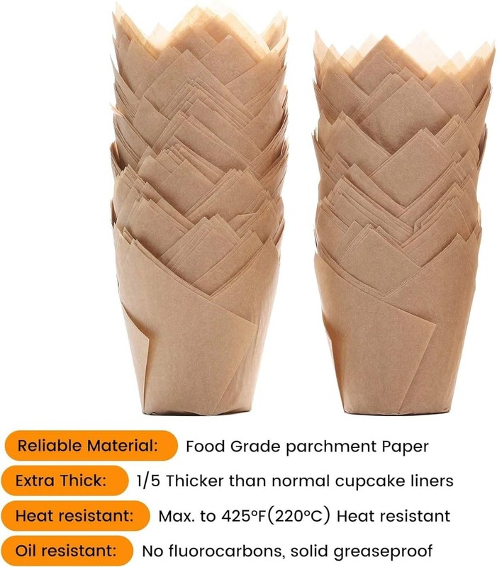 200 cápsulas de tulipán naturales para cupcakes, hechas de papel pergamino europ gallery