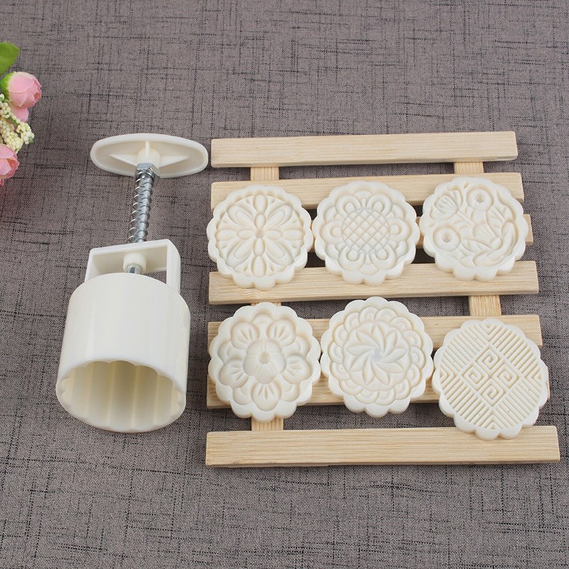 Kitchen Gadgets Ivory ABS Moon Cake Mould Reusable for Fondant and Baking