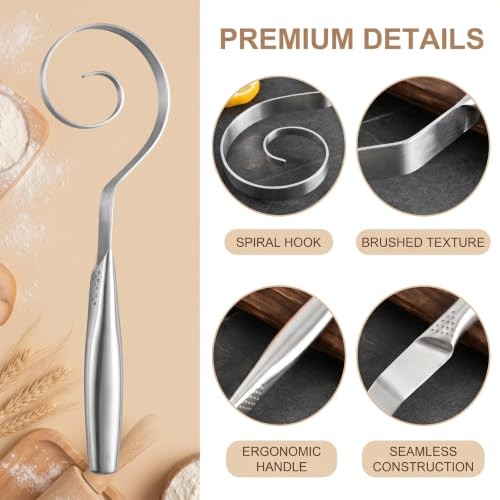 Seamless Stainless Steel Dough Whisk, Dutch Style Danish Dough Whisk for gallery