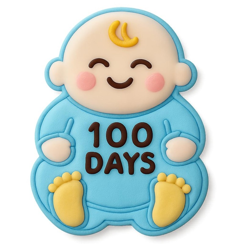 100 Day with Footprints Cookie Cutter & Stamp, Fondant & Clay - 4x3.2 gallery