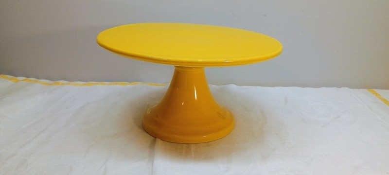 Ceramic Earthenware Sunflower Bright Yellow Cake Stand Pedestal 9” W
