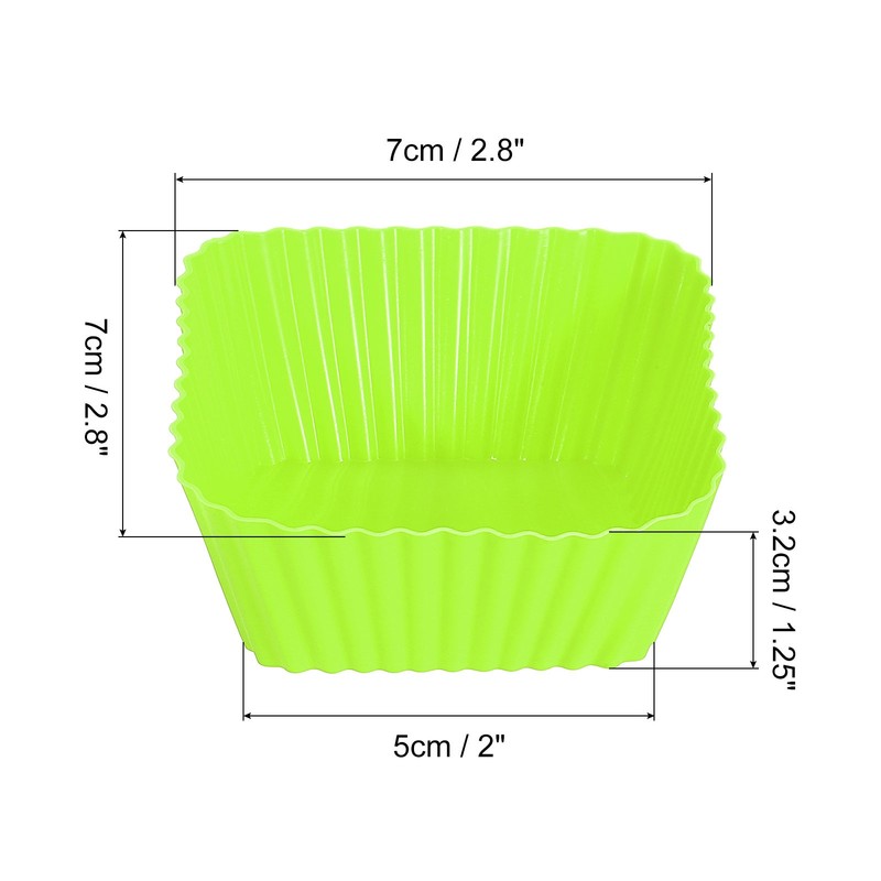 36Pcs Silicone Cupcake Baking Cups, 2.8" Square Muffins Liners Green gallery