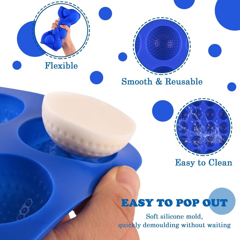 2 Pack Golf Ball Mold, Silicone Golf Ball Cake Pop Mold, 20-Cavity 3D Sphere Mol gallery