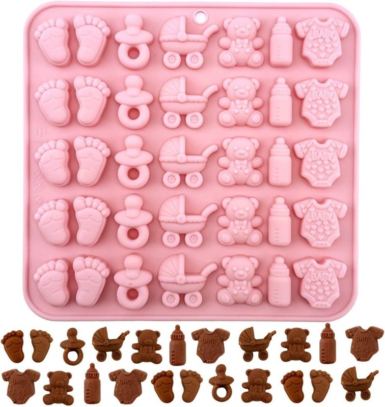 1 Piece Baby Shower Theme Mini Silicone Chocolate Molds Footprints, Pacifier,