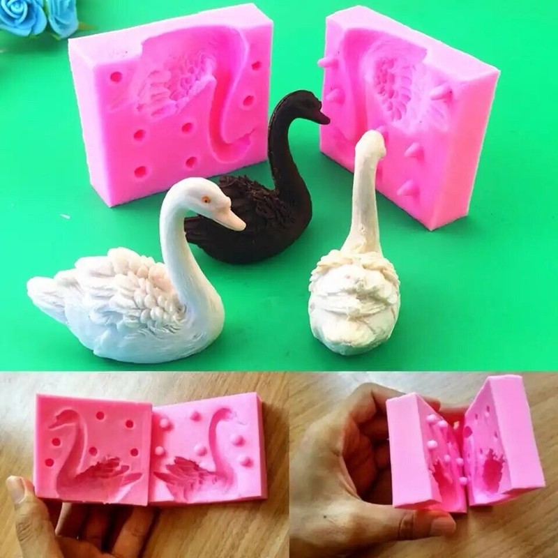 3D Silicone Swan Fondant Chocolate Sugarcraft Candle Soap Mould Clay Resin
