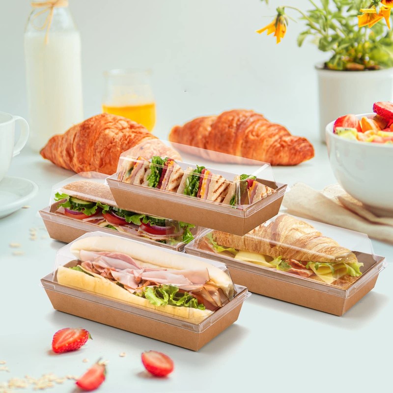 100 Pack Disposable Sandwich Containers with Clear Lids, Sushi To Go Containe... gallery
