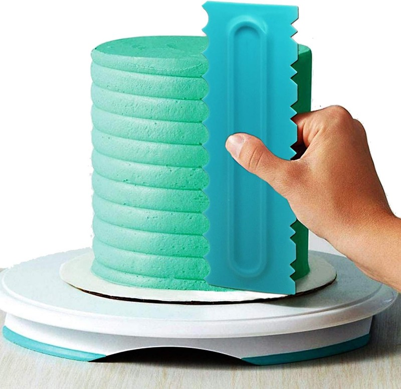 Juego de 6 raspadores y pulidores para pasteles, peines para decorar, azul gallery
