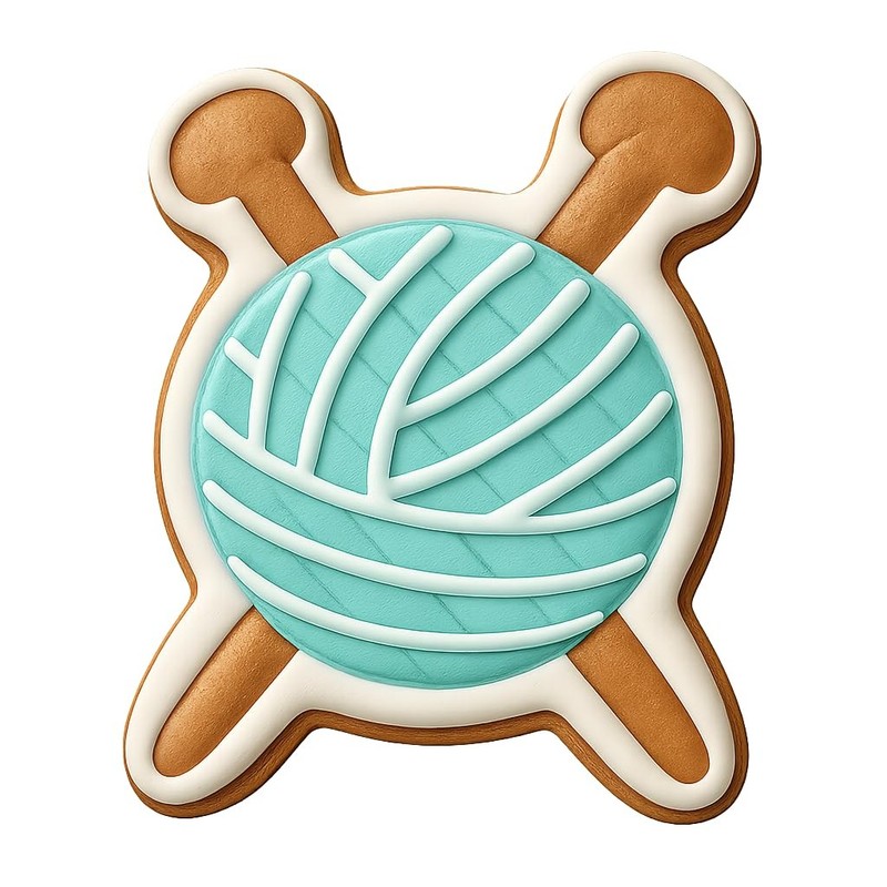 Yarn and Needles Cookie Cutter & Stamp, Fondant & Clay - 4x3.6 gallery
