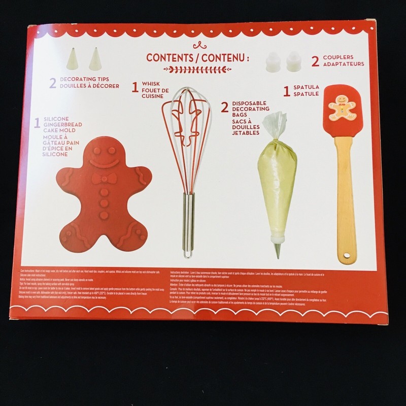 X'mas Gingerbread Bakeware Kit 9 Pc Silicone Cake Mold w Spatula, Whisk ..H-275 gallery
