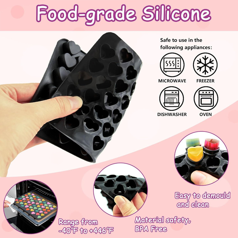 Heart-Shaped Silicone Ice Cube Tray Set with Dropper for Treats and Candles gallery