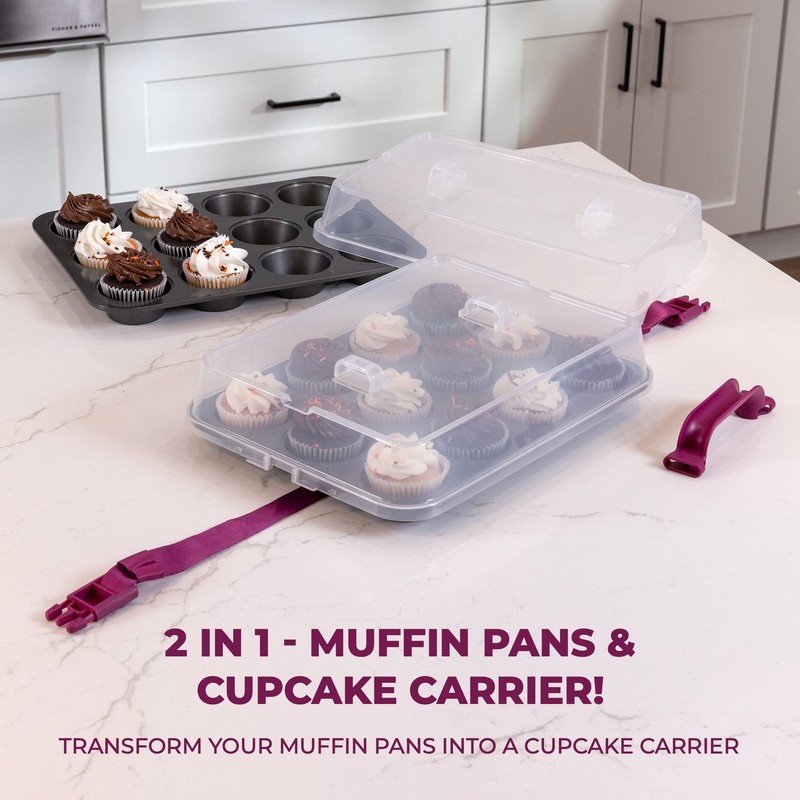 Cupcake Carrier For 24 Cupcakes Innovative Cupcake Holder Includes 2 Cupcake Pan gallery