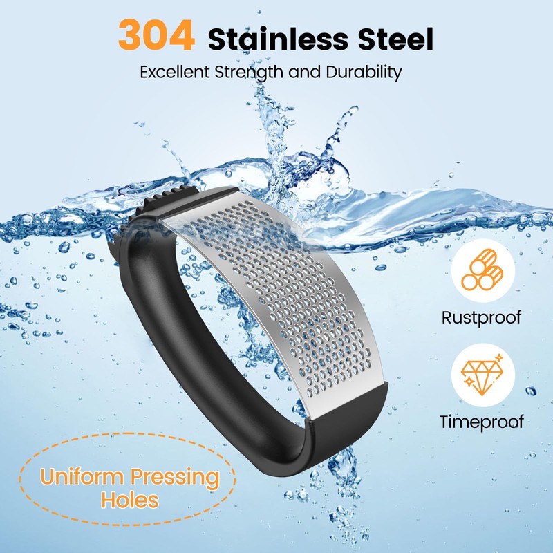 Garlic Press,Stainless Steel Mincer Crusher,Easy to Standard, Black gallery