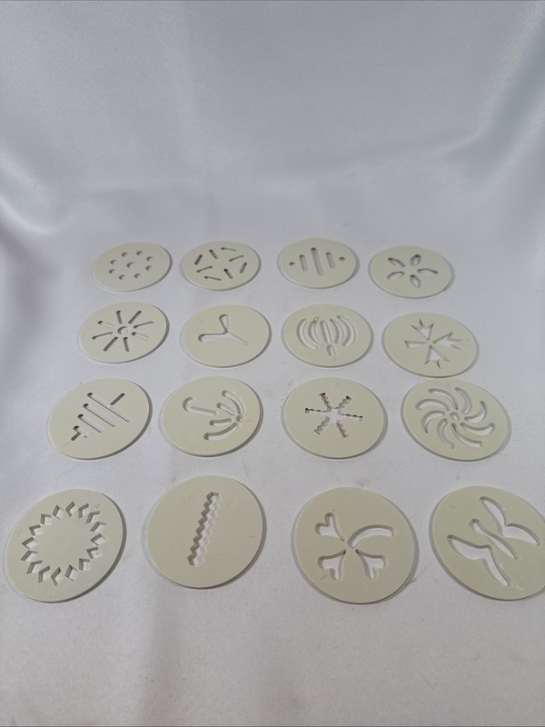 Pampered Chef Cookie Press #1525 Replacement Discs Complete Set Of 16