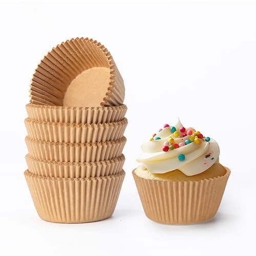 300 Pack Jumbo Cupcake Muffin Liners Greaseproof Large Brown Baking Cups