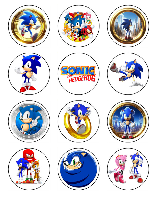 Sonic the Hedgehog Edible Wafer Cake Topper & Cupcake Images – Party Decor gallery
