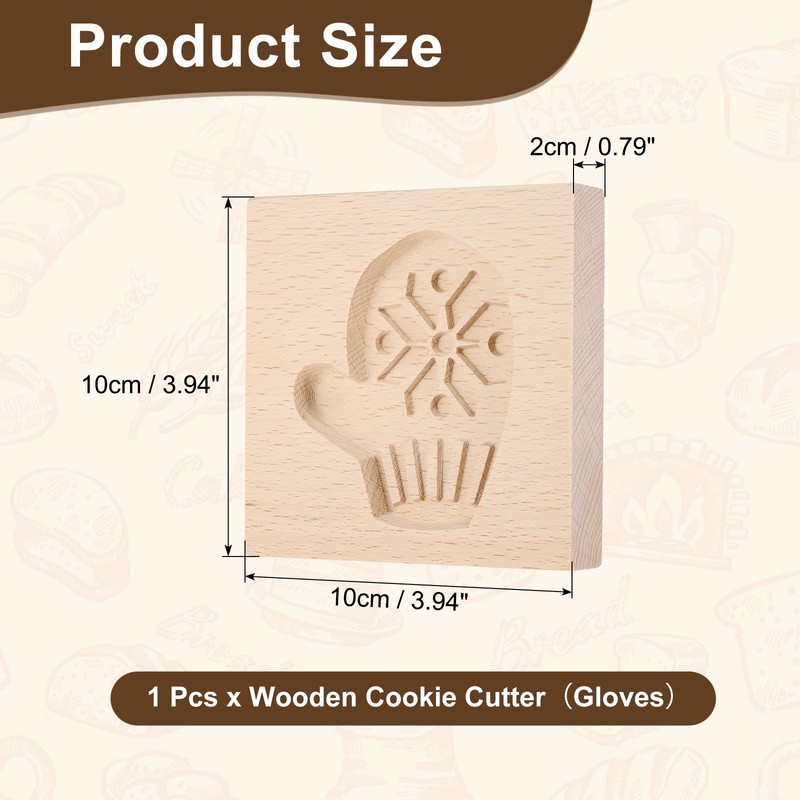 Cookie Stamp, Wooden Cookie Biscuit Cutter (Gloves) gallery