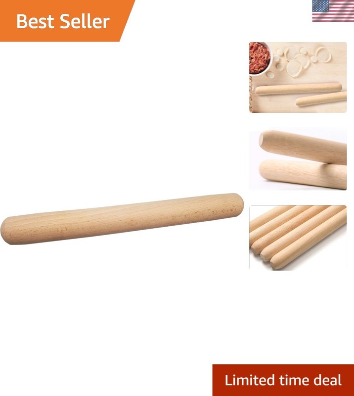 Wooden Rolling Pin, French Dumpling Rolling Pin for Baking Pizza Dough Roller…
