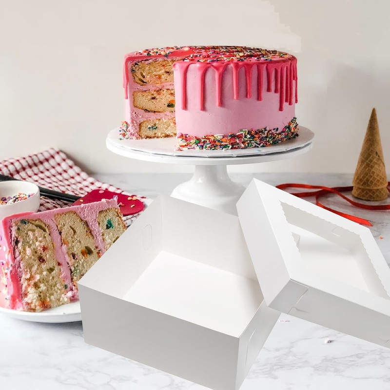 14X14X6 Inch Cake Boxes 10Pcs Bakery Boxes for Tier Cakes with Window 14 Inch Wh gallery