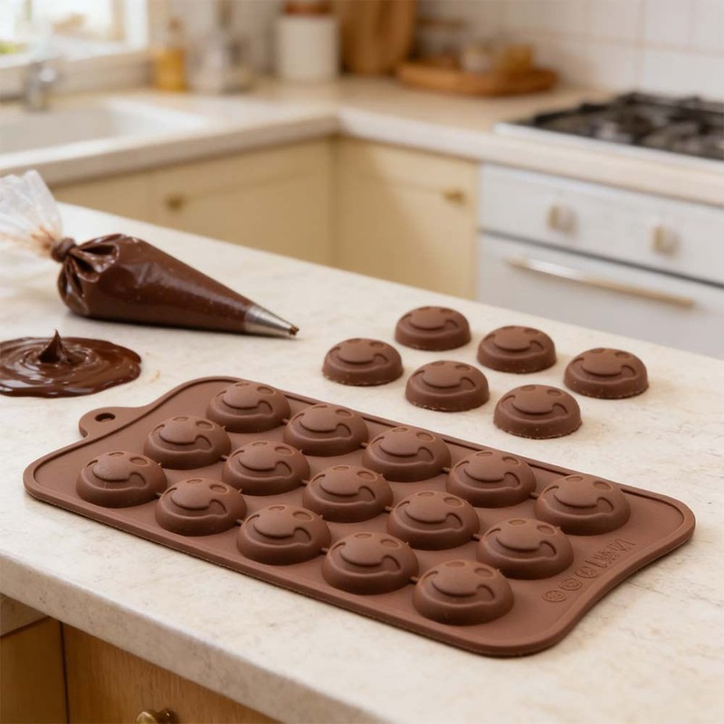 2 Pack Smiley Face Silicone Mold Chocolate Cake Candy Baking Mould gallery