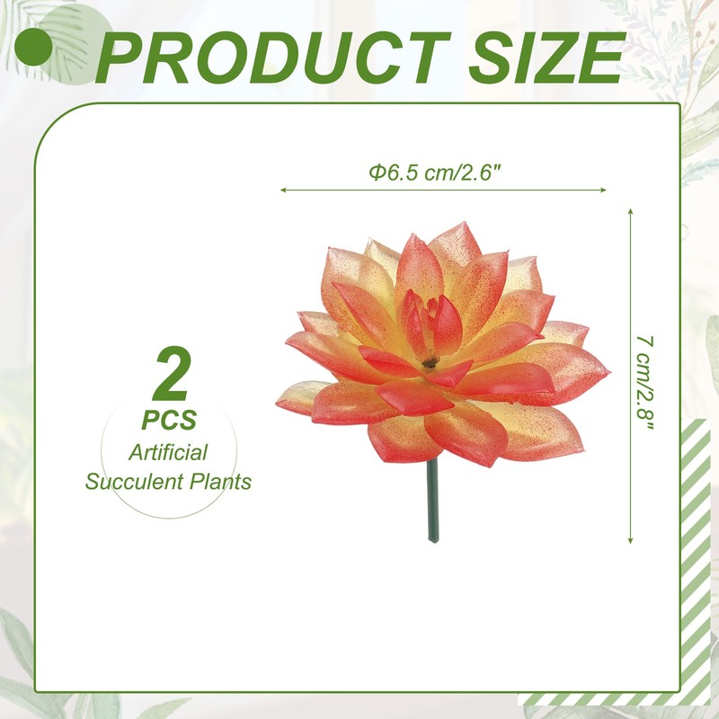 2Pcs Artificial Succulent Plants Faux Artificial Lotus Orange gallery