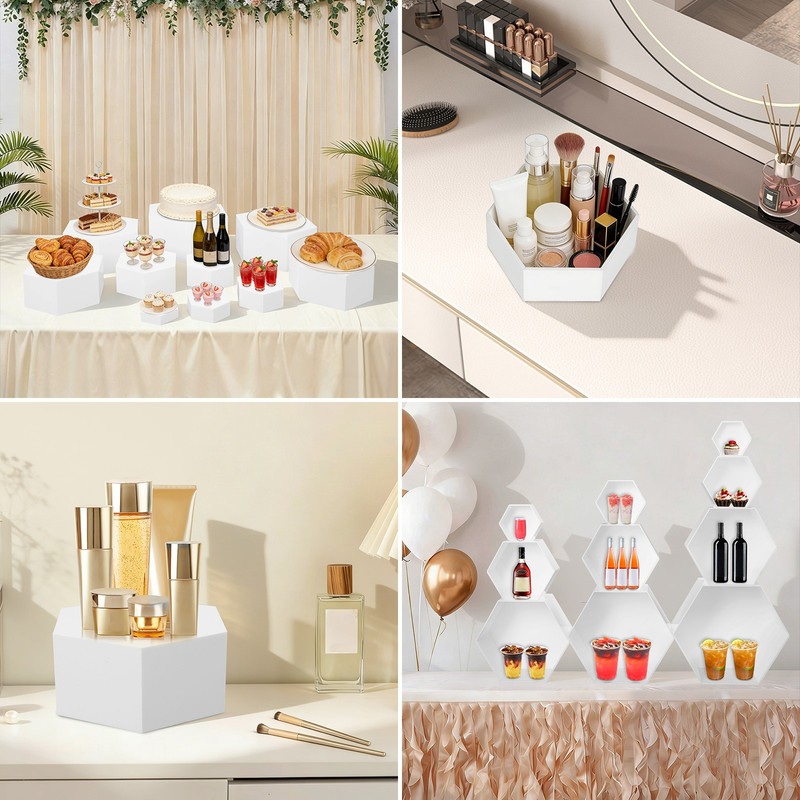 10PCS Buffet Risers Acrylic Hexagonal Catering Dessert Stands Food Decorative gallery