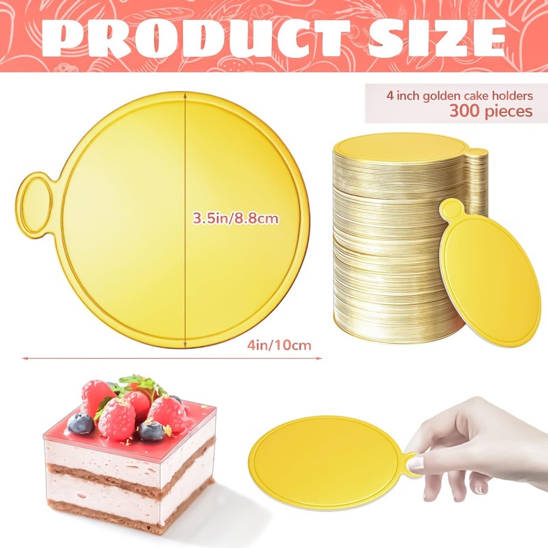 Mini Gold Round Cake Boards Dessert Cardboard Circle Base 3.5 Inch 300 Pack gallery
