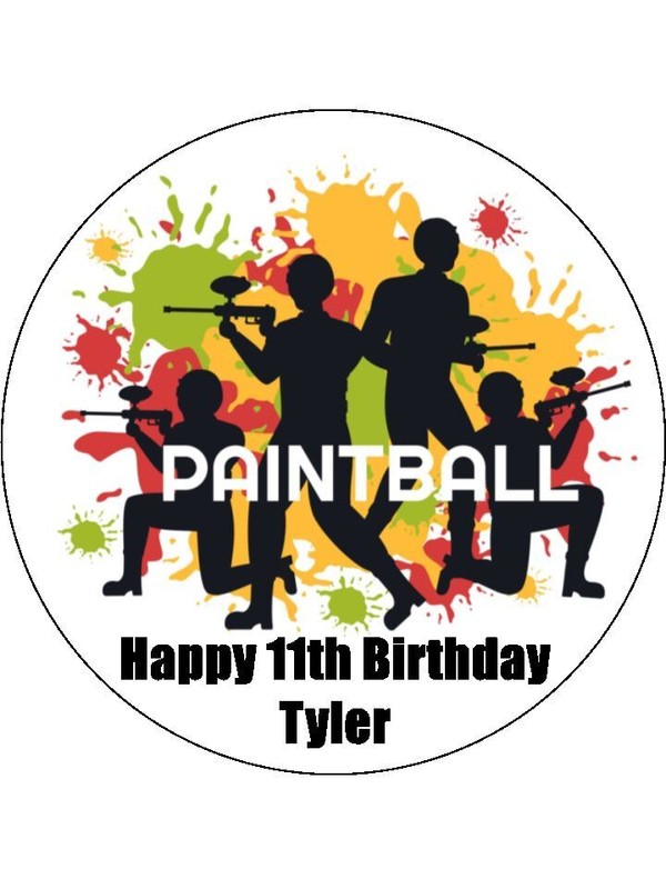 Paintball Cake Toppers Edible Wafer Cake & Cupcake Decorations (3 Sizes)
