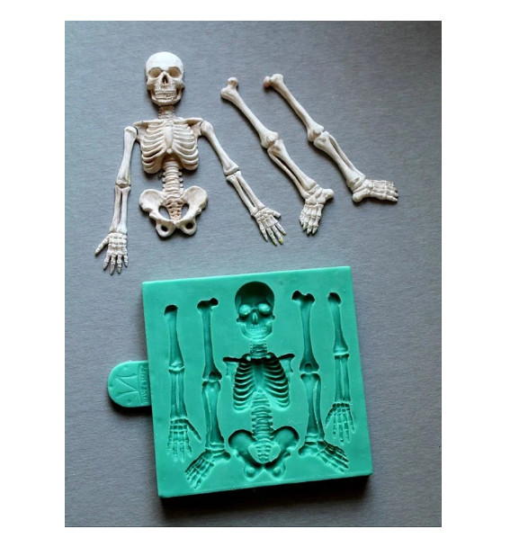 Skeleton Halloween Silicone Mold Fondant Chocolate Cake Topper Resin Charm Clay