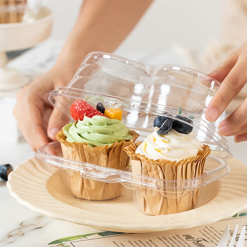 60 Count 2-Compartment Plastic Cupcake Containers Disposable with Connected A... gallery