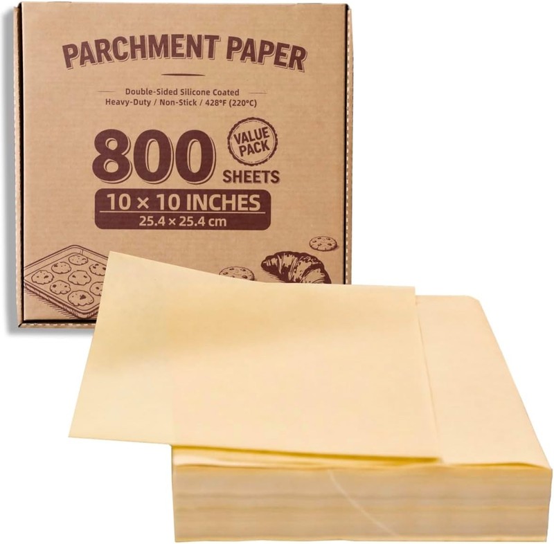 800 Sheets Value Pa 10×10 Non-Sti Unbleached Parchment Paper, Food