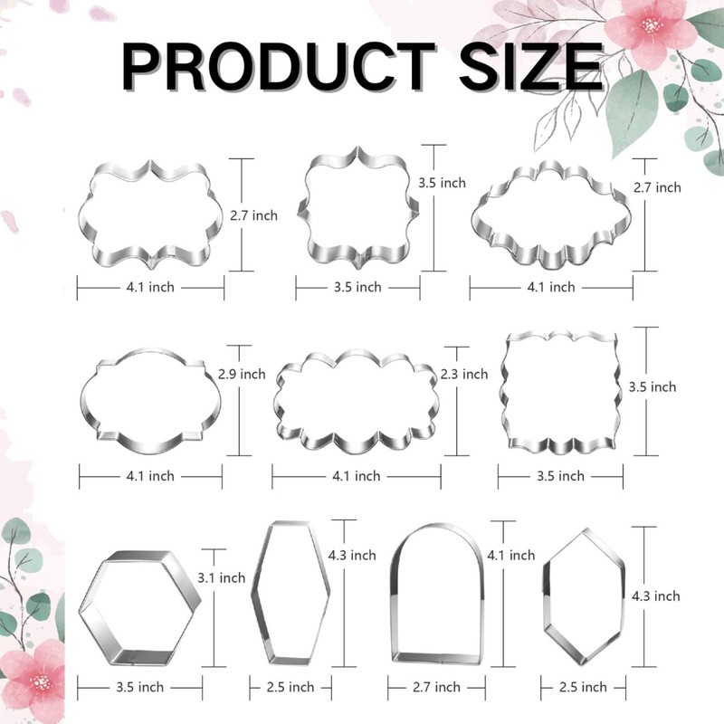 Large Plaque Cookie Cutter Set-10 Piece-4.0 Inch-Diswasher Safe-Frame Cookie ... gallery