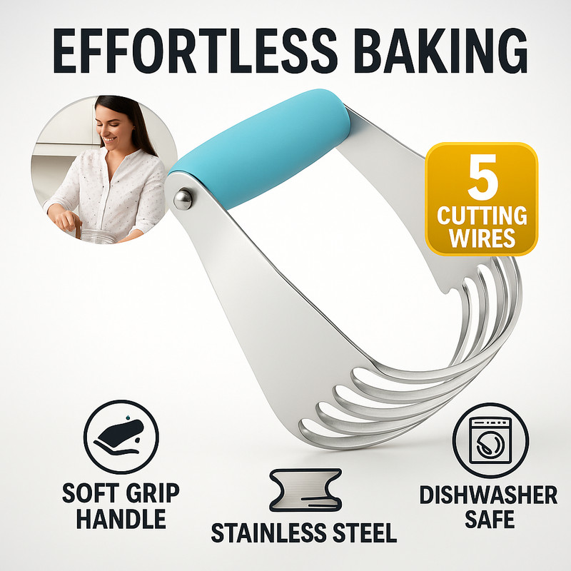 Dough Blender Pastry Cutter Stainless Steel Butter Mixer Grip Handle Baking Tool
