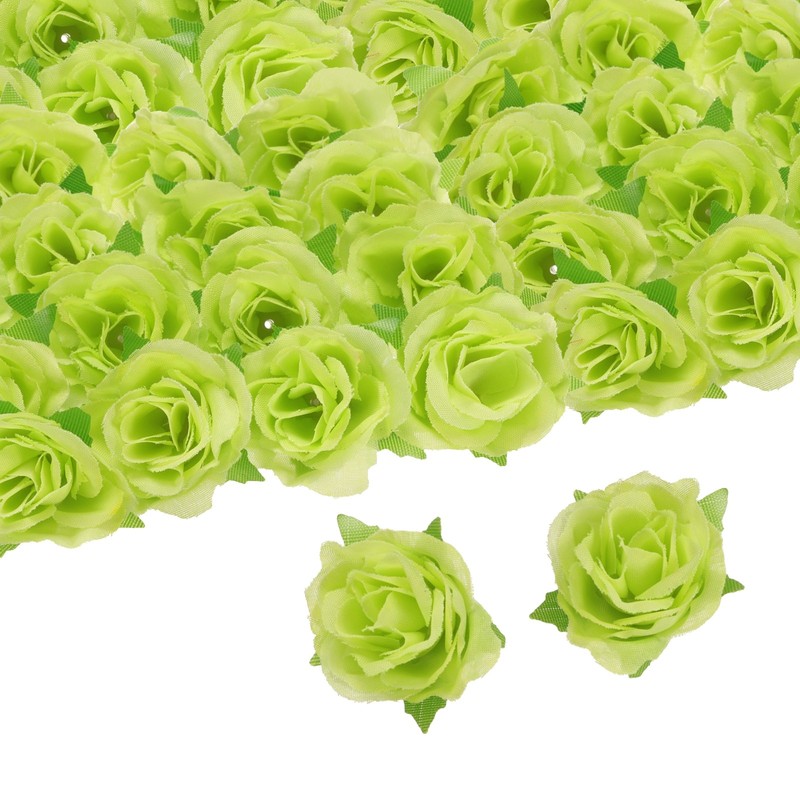 100pcs Artificial Rose Flower Heads,1.2″ Silk Fake Roses Heads, Green