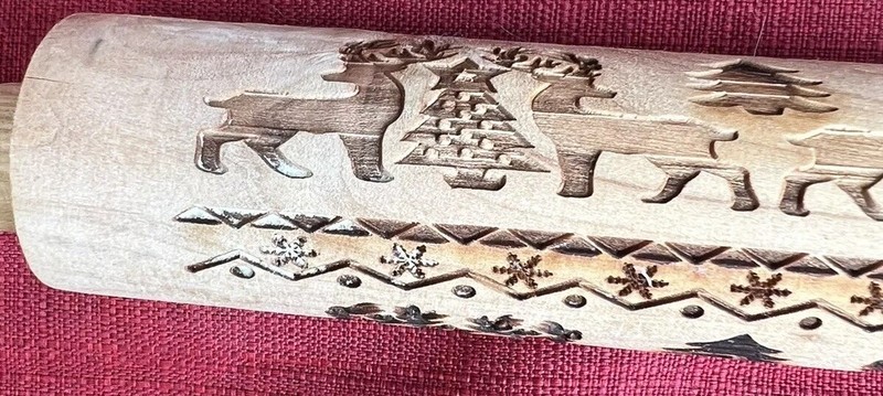 Wooden Christmas Rolling Pin Reindeer Christmas Trees Snowflakes Cutouts gallery