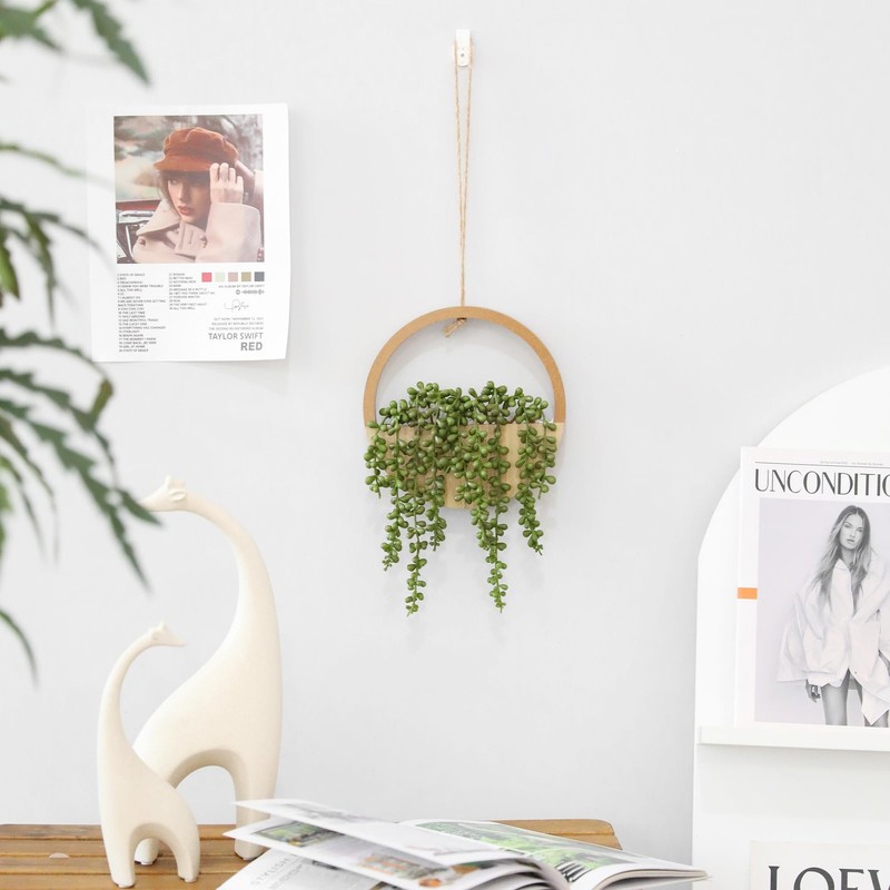 Floweroyal 2pcs 12.2" Artificial Succulent String of Pearl Hanging Plants Fake gallery